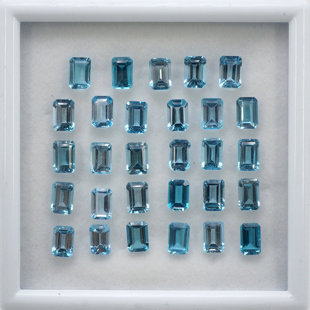 Topaz - Swiss Blue, Ośmiokąt, 6x4 mm