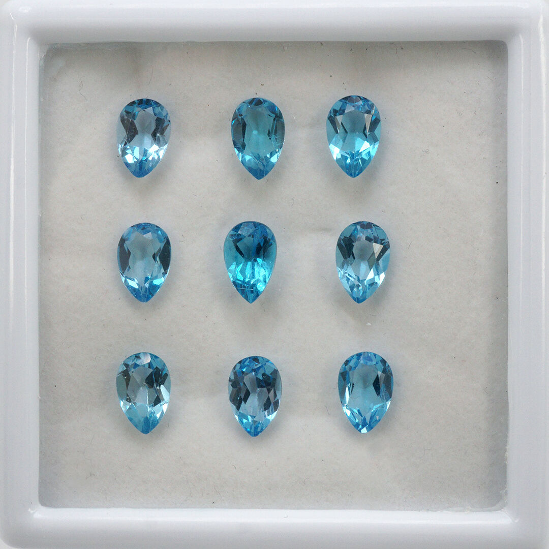 Topaz - Swiss Blue, Gruszka, 9x6 mm