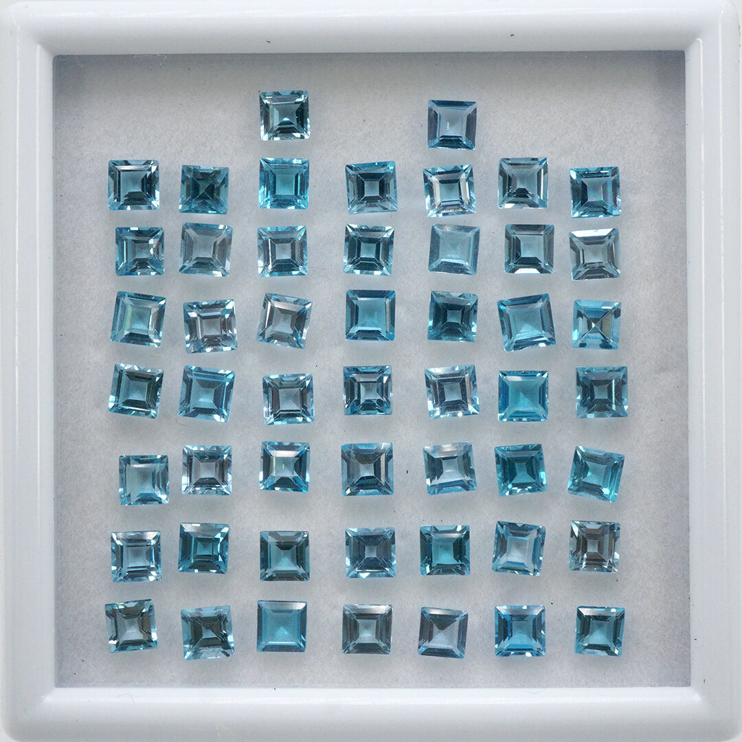 Topaz - Swiss Blue, Kwadrat, 4x4 mm