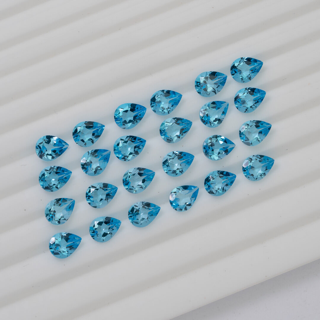 Topaz - Swiss Blue, Gruszka, 8x6 mm