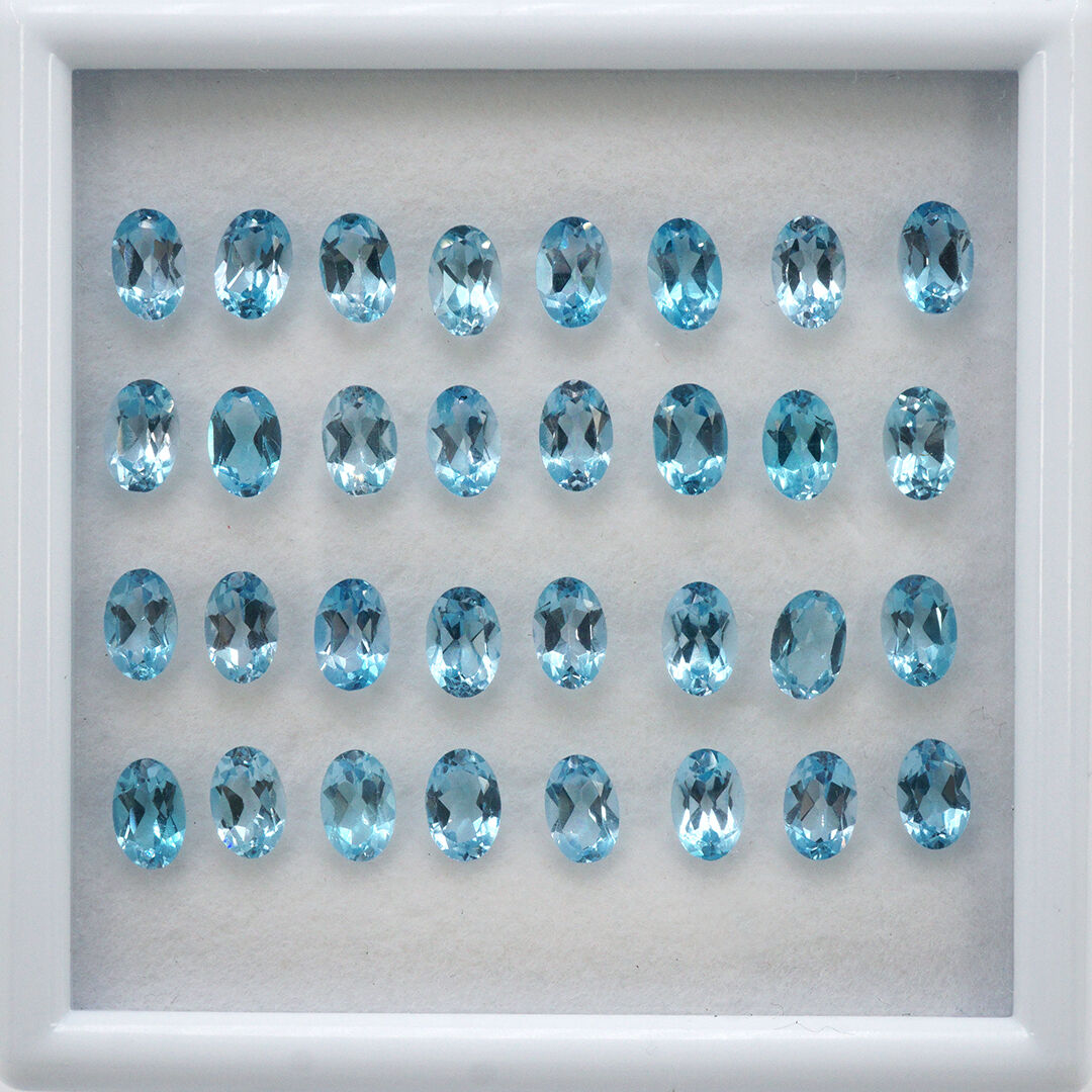 Topaz - Swiss Blue, Owalny, 6x4 mm