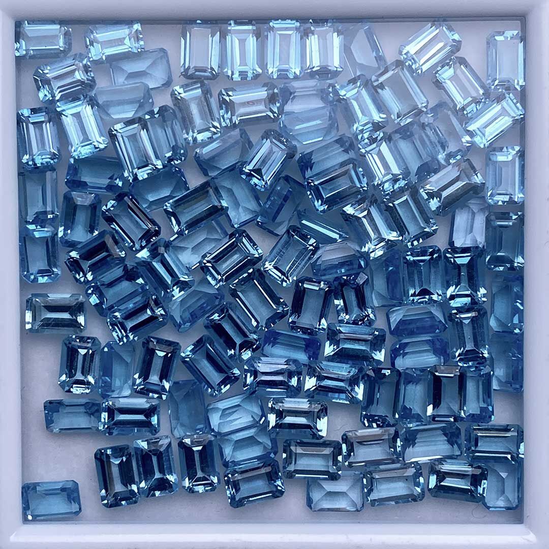 Swiss Blue Topaz, Ośmiokąt, 6x4 mm