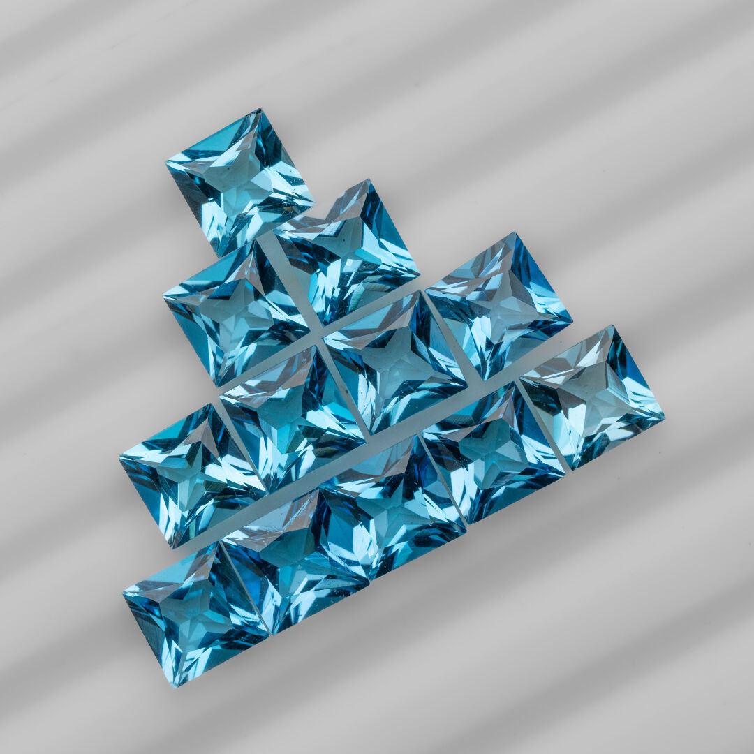 Topaz, Swiss Blue, Kwadrat, 7x7 mm