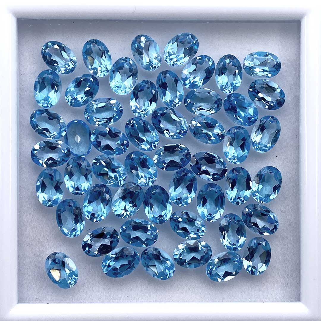 Swiss Blue Topaz, Owalny, 7x5 mm